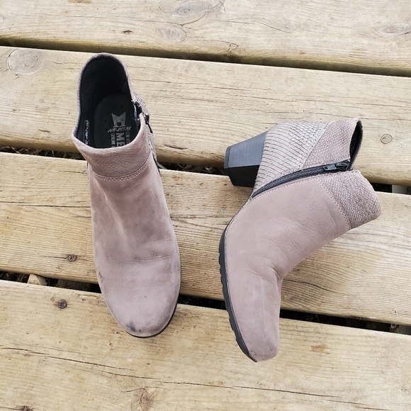 Mephisto Michaela Birch Bucksoft Dark Taupe VIP Snake Ankle Boots Booties 7 - Picture 2 of 11